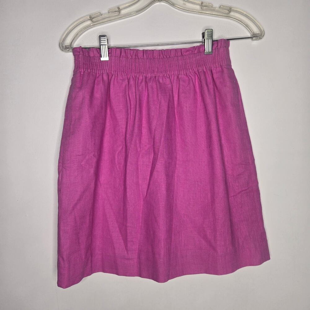 J Crew Factory Womens Linen Blend Skirt Elastic Waist Casual Classic Summer 0 - Picture 3 of 9